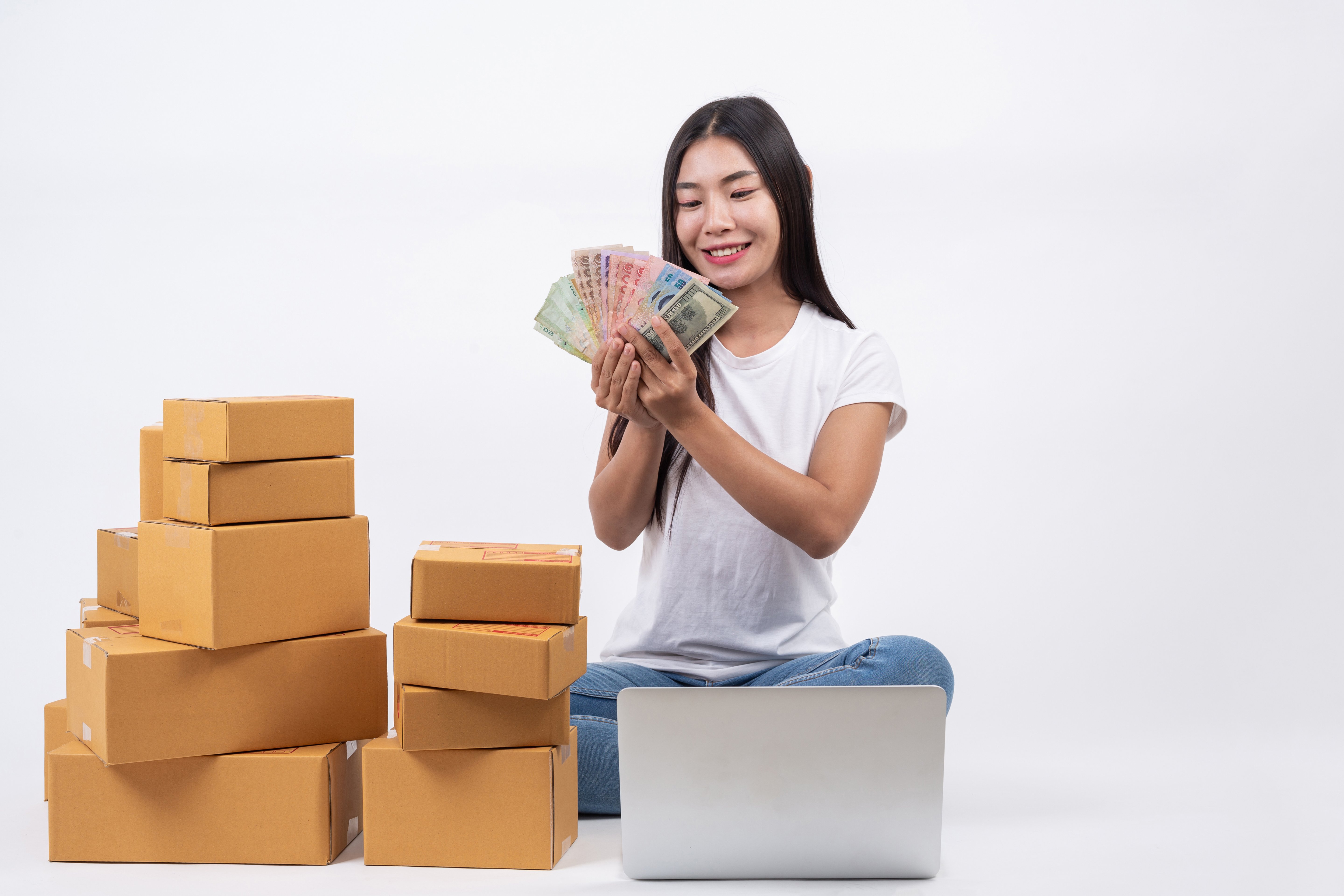 happy-women-from-ordering-products-from-customers-business-owners-who-work-home-white-backg